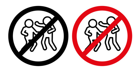 No Fight Sign Icon Set. Vector Illustration