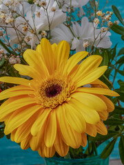 Beautiful colorful mixed flower bouquet still life