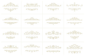 Vintage ornament swirl text dividers filigree calligraphic vector set.