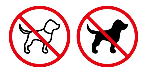 No Dogs Allowed Sign Vector Line Icon Illustration. - obrazy, fototapety, plakaty