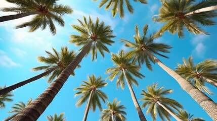 Palm trees on blue sky background. Palm trees on blue sky background.