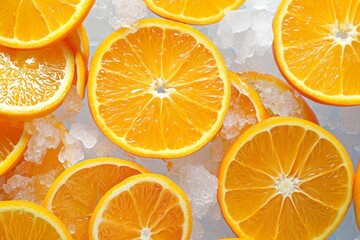 Close-up of Sliced Oranges on Ice