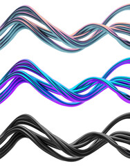 Set of abstract curved lines, 3d render