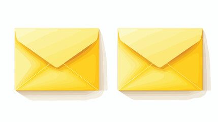 Two blank yellow envelopes opened and closed flat vector