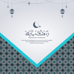 Ramadhan Mubarak, Ramadan Kareem, Islamic Style Greeting Background Collection Set with Arabic Ornaments