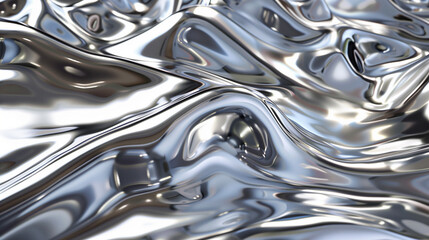 liquid silver surface, organic shapes and movement - obrazy, fototapety, plakaty