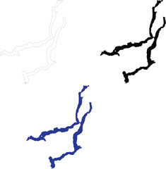 Shuswap Lake. British Columbia. Canada Map Shape. flat style.