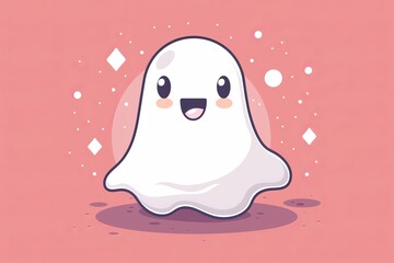 A cute ghost vector illustration on a solid background, with a minimalistic design