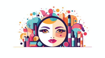 Make up products design  flat vector isolated on white background 