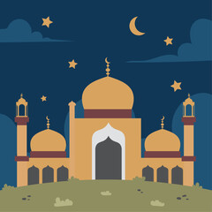 muslim islamic mosque iftar night ramadan illustration