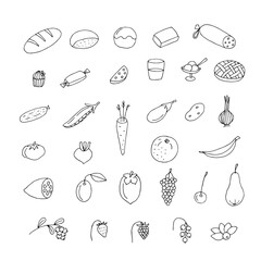 Food doodle set, vector illustration hand drawing