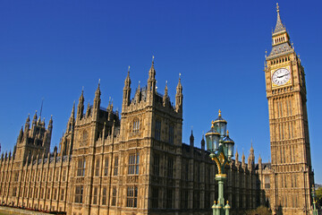 The building of British Parliament in London city, England, UK