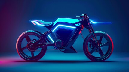 A sleek motorcycle illuminated by neon lights, radiating a futuristic and dynamic energy