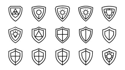 set of different Shields icon set. Protect shield security vector. Collection of security shield icons. Security shield sym bols. Vector illustration