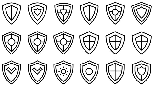 set of different Shields icon set. Protect shield security vector. Collection of security shield icons. Security shield sym bols. Vector illustration