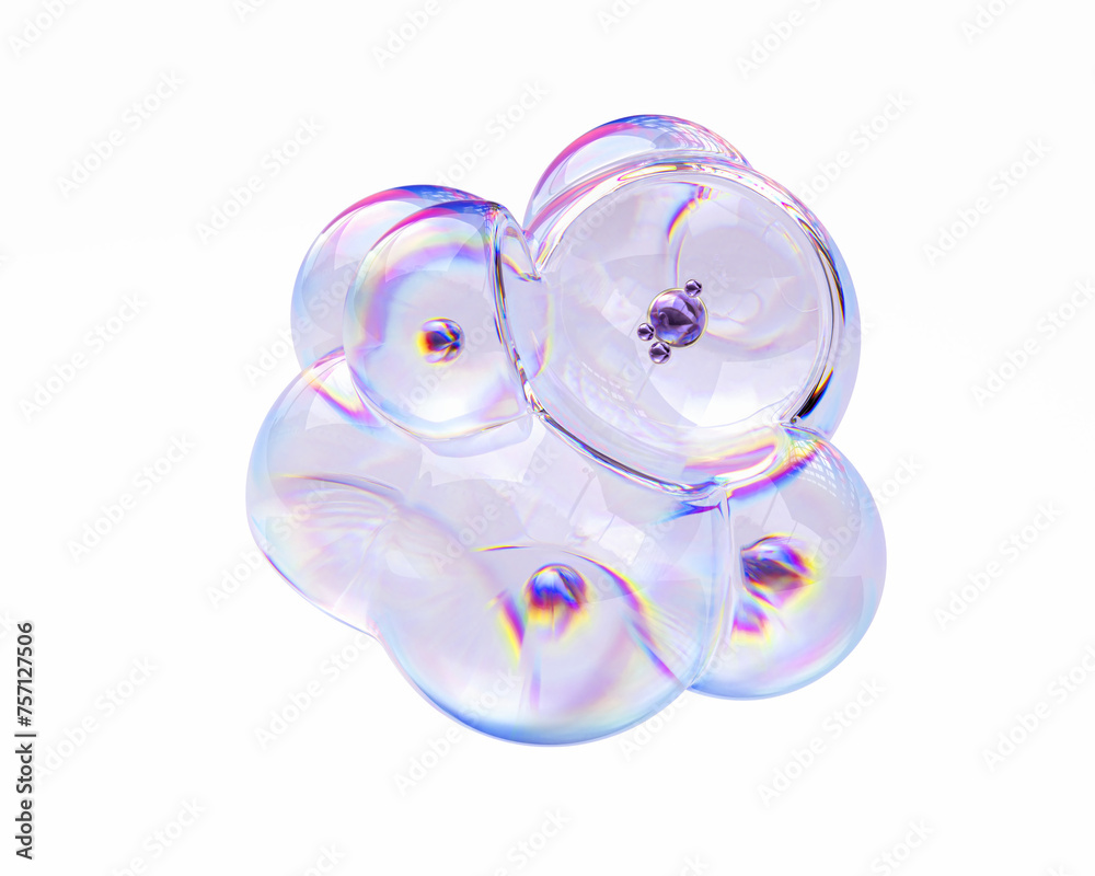 Fototapete modern abstract design element glass bubbles in colorful chromatic and dispersion iridescent effect,