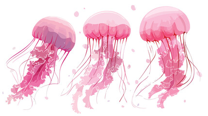 Naklejka premium Vector pink jellyfish. Hand drawn for travel design