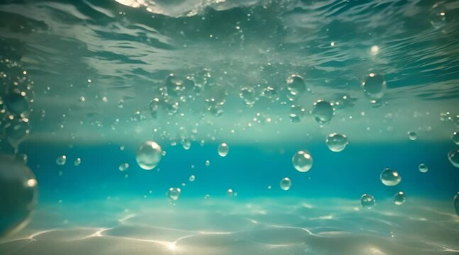 blue underwater air bubbles coming up to the surface water ocean animation