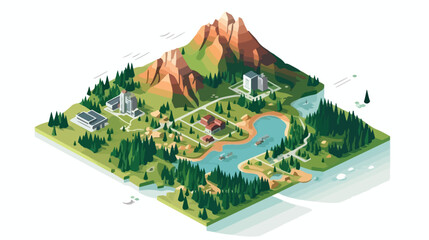 Vermont USA states isometric map flat vector isolated