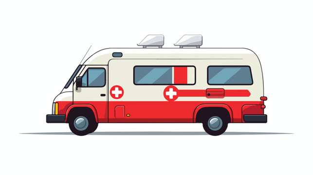 Old ambulance icon. Flat of old ambulance vector icon