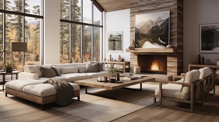 Fototapeta premium Design a modern farmhouse living room