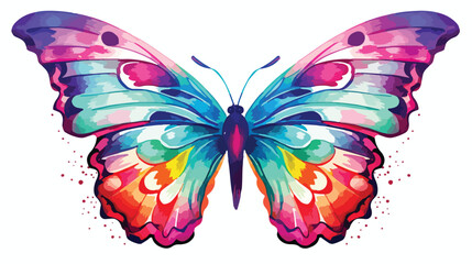 Watercolor butterfly  isolated on white flat vector