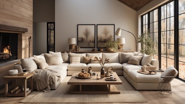 Design a modern farmhouse living room