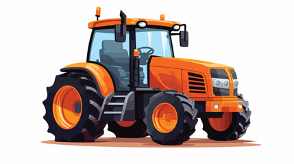 Obraz na płótnie Canvas Orange tractor in flat style isolated on white background