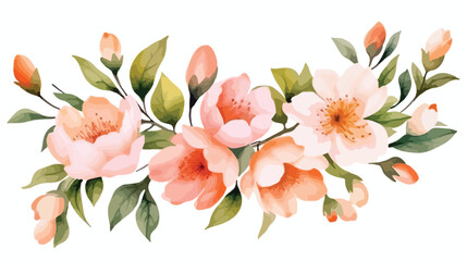Watercolor peachy flowers arrangement