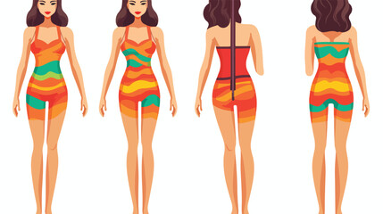 Woman in a swimsuit. Vector. Cartoon. Isolated art