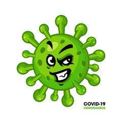 green coronavirus emoji isolated on white background.