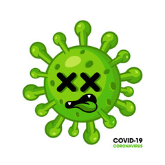 the dead coronavirus emoji isolated on white background.