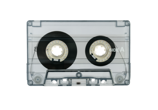 Audio cassette in a transparent case