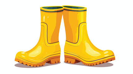 Yellow rubber boots for garden work in garden beds