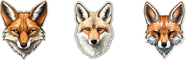 Set of fox heads. Vector illustration isolated on a white background.