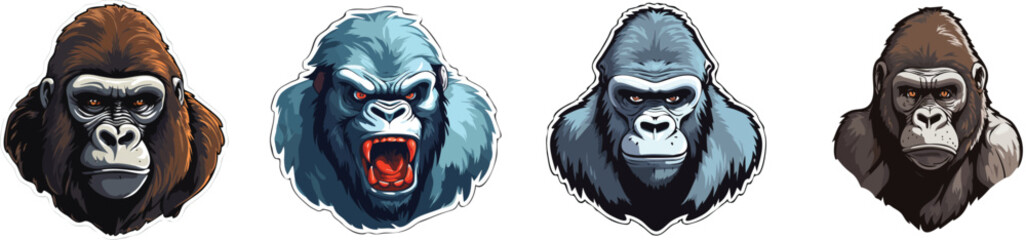 gorilla vector illustration with different emotions illustration