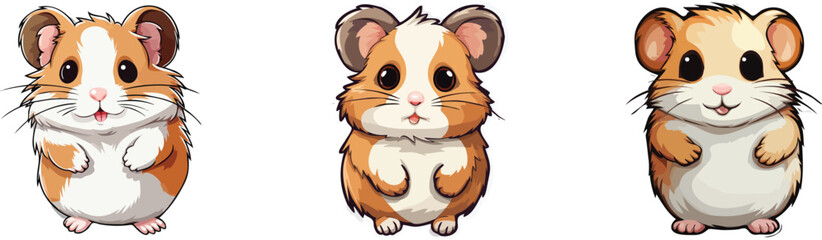 Hamster set. Cute cartoon hamster. Vector illustration.