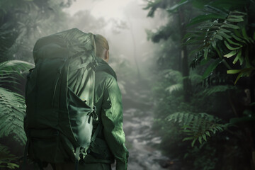 
ChatGPT
Description:
A solitary hiker with a large backpack gazes into a mist-covered tropical...
