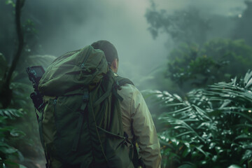 
ChatGPT
Description:
A solitary hiker with a large backpack gazes into a mist-covered tropical...