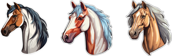 Horse head set. Vector illustration of a stallion head.