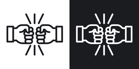 Fist Bump Icon Designed in a Line Style on White background.