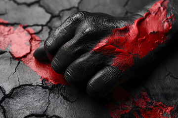 Red and Black Painted Hand