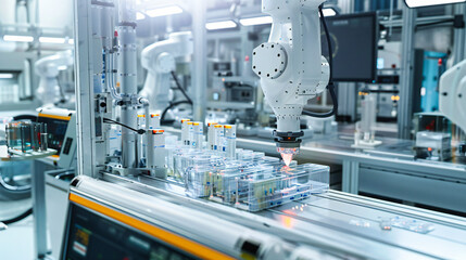 Bottling process in action, automation and technology in a modern manufacturing plant