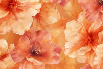 柔らかいオレンジと赤のパレットで花をフィーチャーしたエレガントな背景