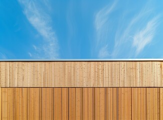 Modern wooden facade with flat roof. city architecture concept