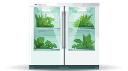 Rendering fridge with transparent glass doors