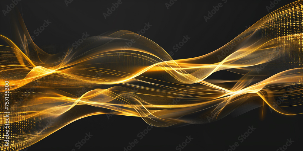 Canvas Prints illustration of abstract gold waves on black background. created with generative ai