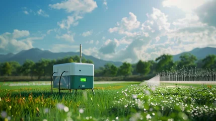 Fototapeten Agricultural tech firm unveils smart irrigation system minimal water use for drought conditions © kitidach