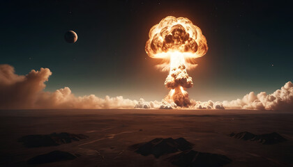 Nuclear explosion in the city. Generative AI.