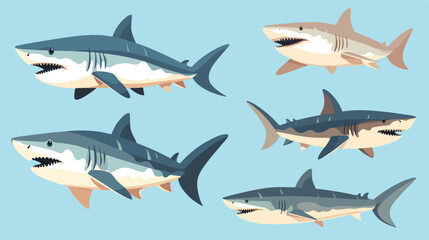 Sharks Animal flat vector flat vector 